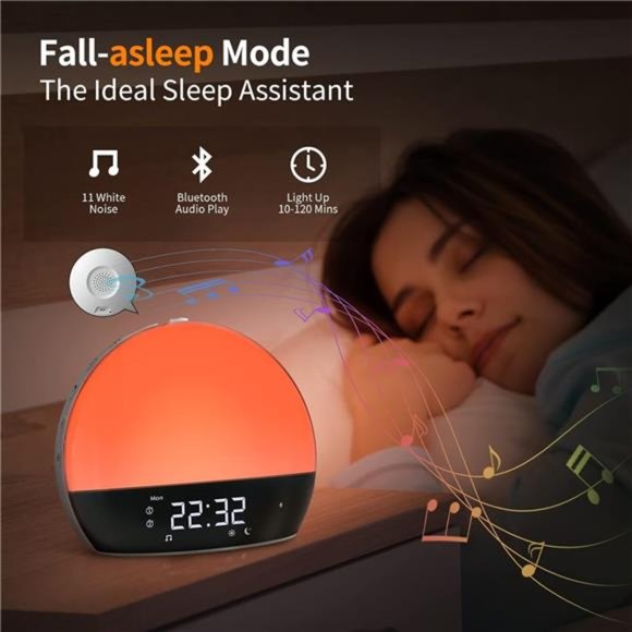 Sunrise Alarm Clock, Bluetooth Speaker Sound Machine,Sunrise & Sunset Simulation - Picture 4 of 5